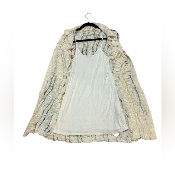 Free People Shayla Lace Mini Dress Cream Long Sleeve Button Up - Picture 8 of 9